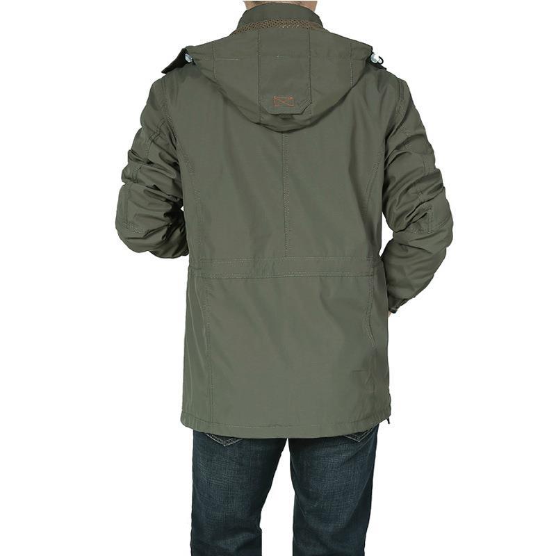 Męski Utility Kurtka field z Kaptur, Multifunction Kieszenie i Drawstring Waist