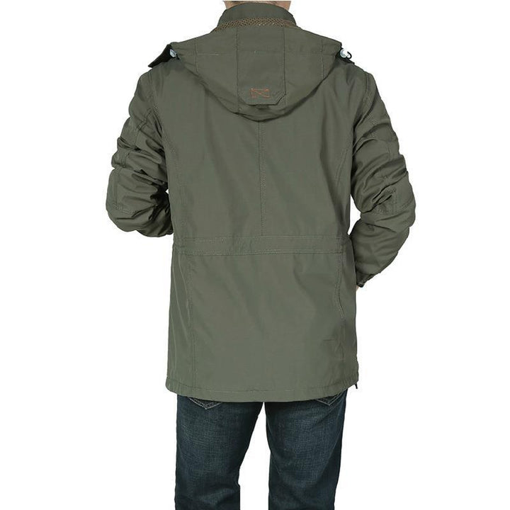 Męski Utility Kurtka field z Kaptur, Multifunction Kieszenie i Drawstring Waist