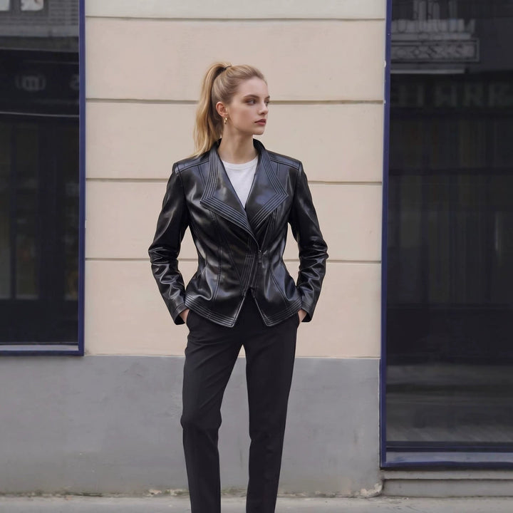 Kurtka z Ekoskóry Damska Stylowa Elegancka Nowoczesna