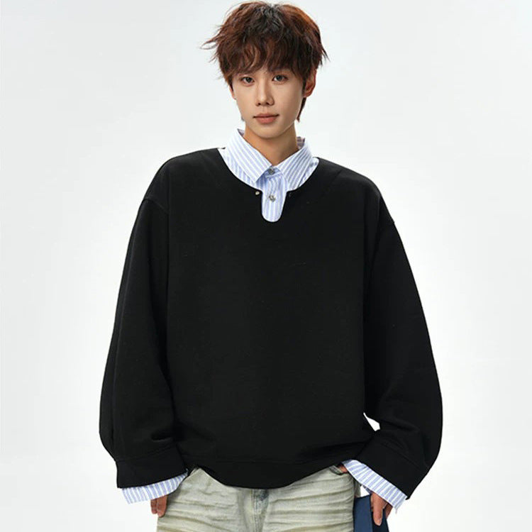Męska Oversize Bluza z V-Notch Kołnierz i Drop Shoulder
