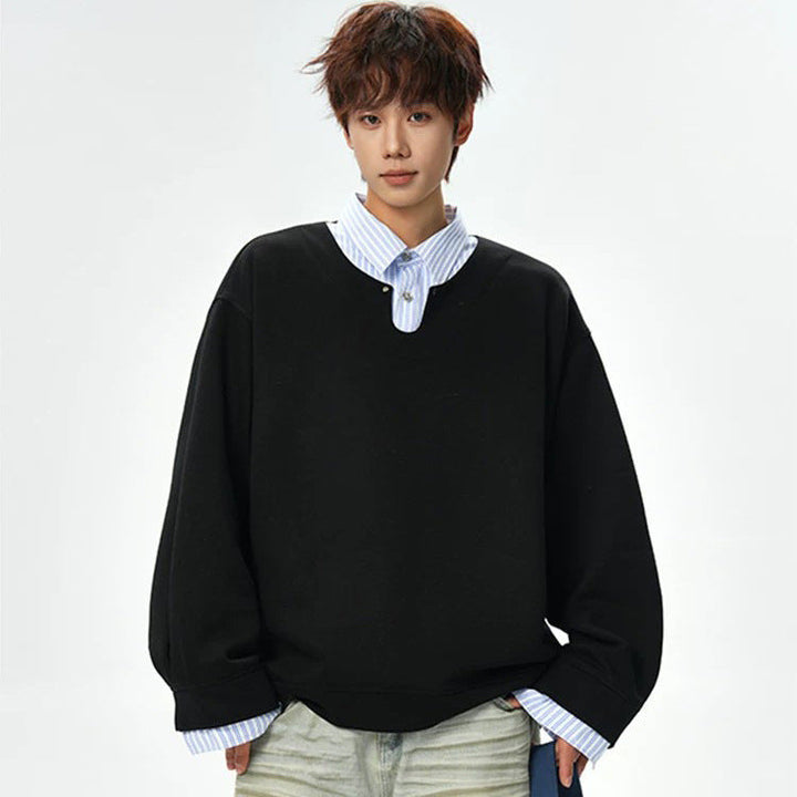 Męska Oversize Bluza z V-Notch Kołnierz i Drop Shoulder