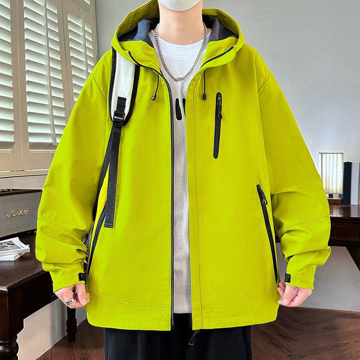 Męska Boxy Z kapturem Kurtka softshell z Ukryty Zamek, Multifunctional Kieszenie na zamek &amp; Oversize Krój