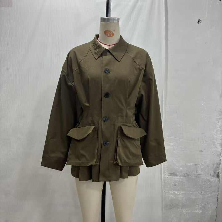 Damska oversize boxy Transitional kurtka z dużymi klapką kieszeniami i ściągaczem Lumaza