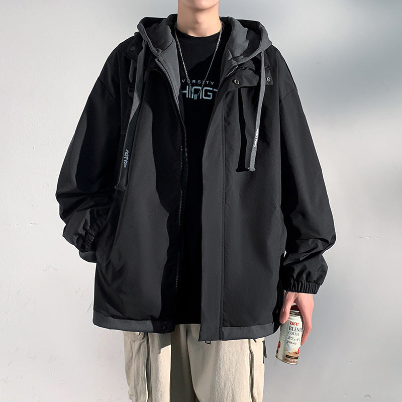 Męska two-warstwa softshell overlay kurtka z kapturem, wwd i water repellent membrana i regulowany dół