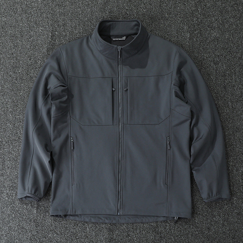 Męska Technical softshell kurtka z stójką i ukryty zamkiem kieszeniami