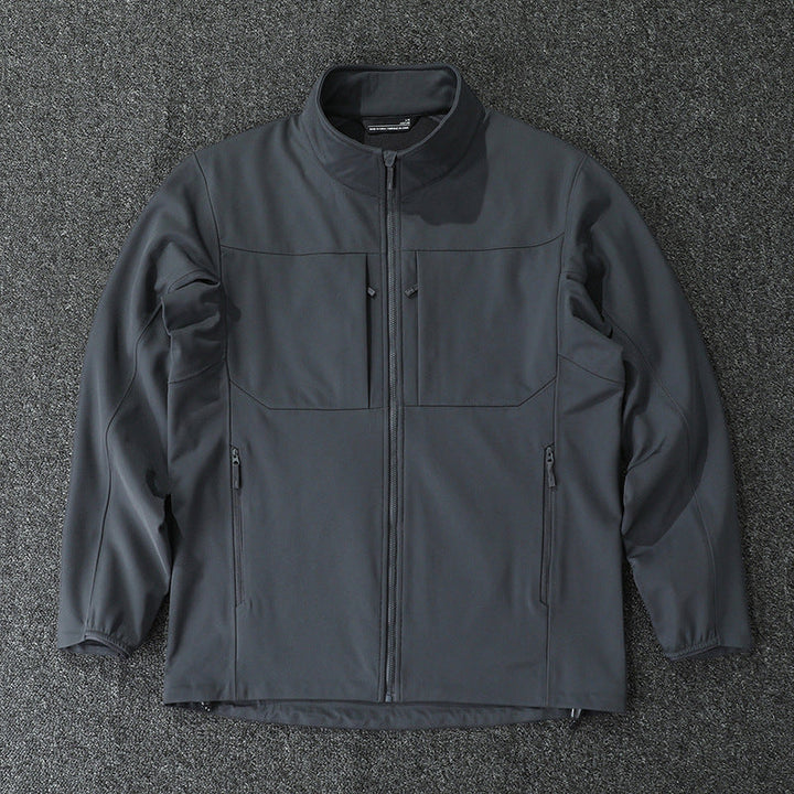 Męska Technical softshell kurtka z stójką i ukryty zamkiem kieszeniami