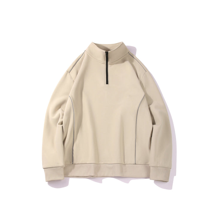 Herren Halfzip-Bluza mit Stehkragen, reflektierenden Kedernähten und geripptem Saum