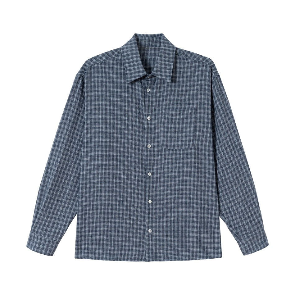 Męska boxy krata koszula wierzchnia z boxy krój, klatka piersiowa kieszenią i lekka flannel texture