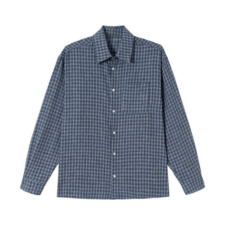 Męska boxy krata koszula wierzchnia z boxy krój, klatka piersiowa kieszenią i lekka flannel texture