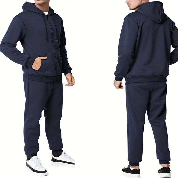 Męska two-piece bluza z zamkiem i kapturem i tapered jogging spodnie wykonana z French Terry