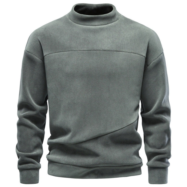 Męska Przytulny Microfleece Pulower z Stójka i Diagonal Ozdobny Stitches