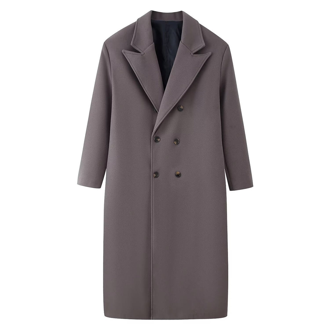 Męska Double-Breasted długa płaszcz z Narrow Lapels i Straight krój