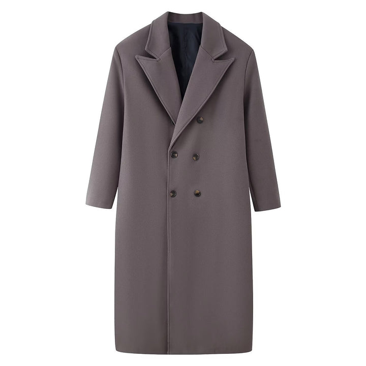 Męska Double-Breasted długa płaszcz z Narrow Lapels i Straight krój