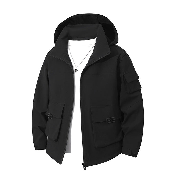 Męska Technical utility kapturemed kurtka z Multiple kieszeniami z patkami i Wwd-Resistant softshell