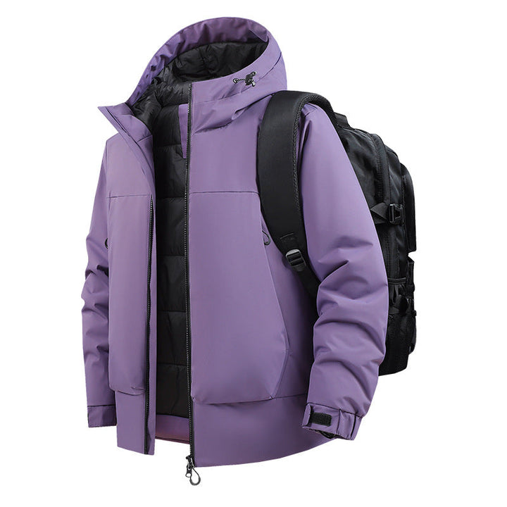 Męska miejski termiczny parka z 2-warstwa wsert i backpack-friendly krój