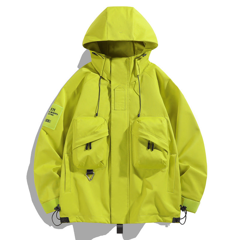 Męska Oversize utility parka z kapturem, Multi-kieszeniami &amp; wodoodporny funkcjonalne membrana