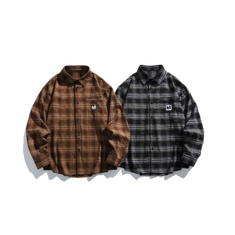 Męska Checkered koszula wierzchnia-kurtka w boxy-swobodny Fit