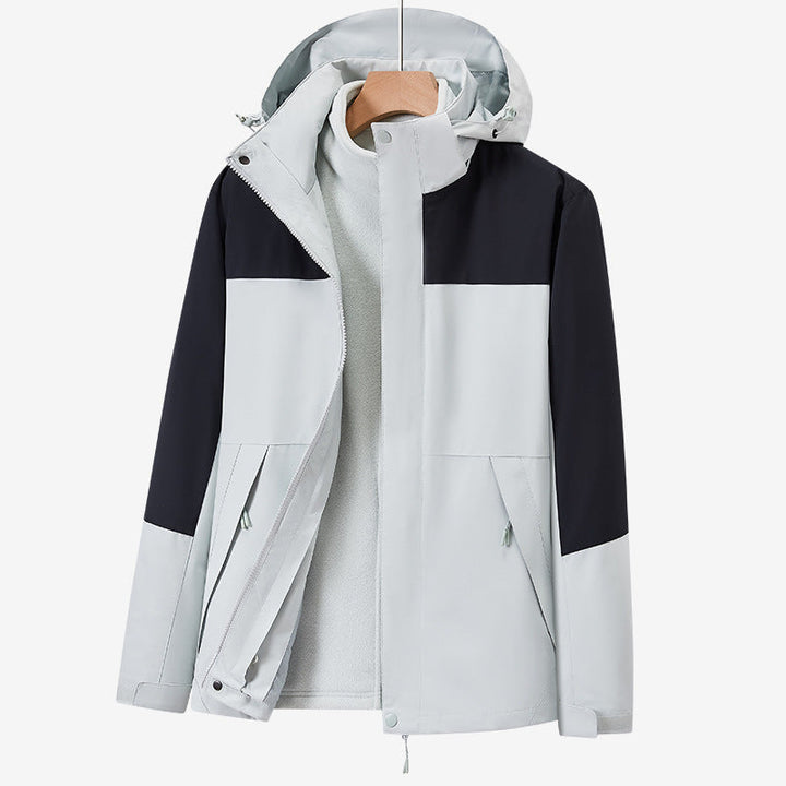 Unisex two-layer wodoodporna outdoor kurtka z kapturem i color block design Lumaza