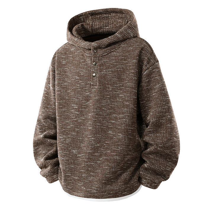 Męska Oversize Dzianina Bluza z kapturem z Nap Listwa i Melanged Structure