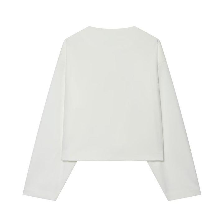 Damska krótka boxy kurtka z Decorative guzikami i Round Neckline Lumaza