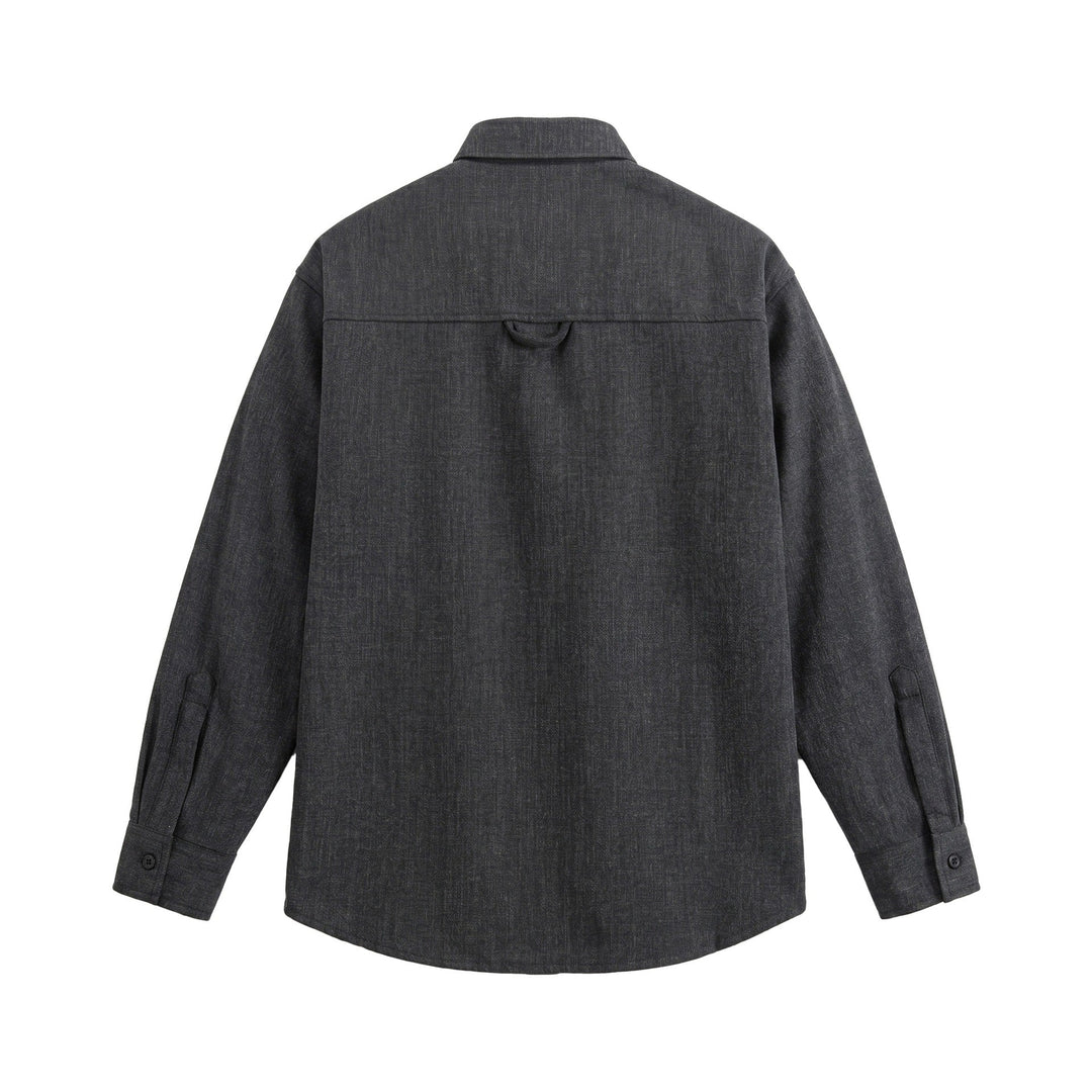 Męska oversize kurtka koszulowa w lekka denim wygląd z Visible dekoracyjne szwy
