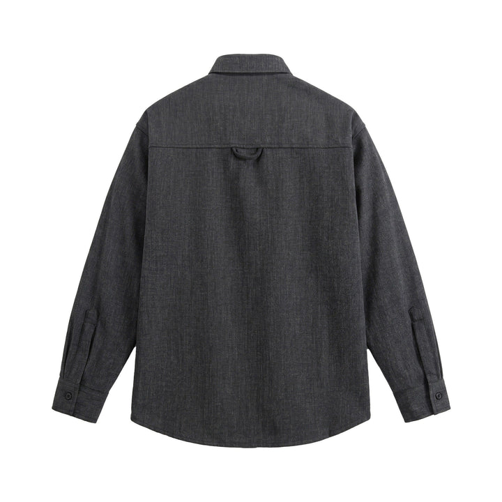 Męska oversize kurtka koszulowa w lekka denim wygląd z Visible dekoracyjne szwy