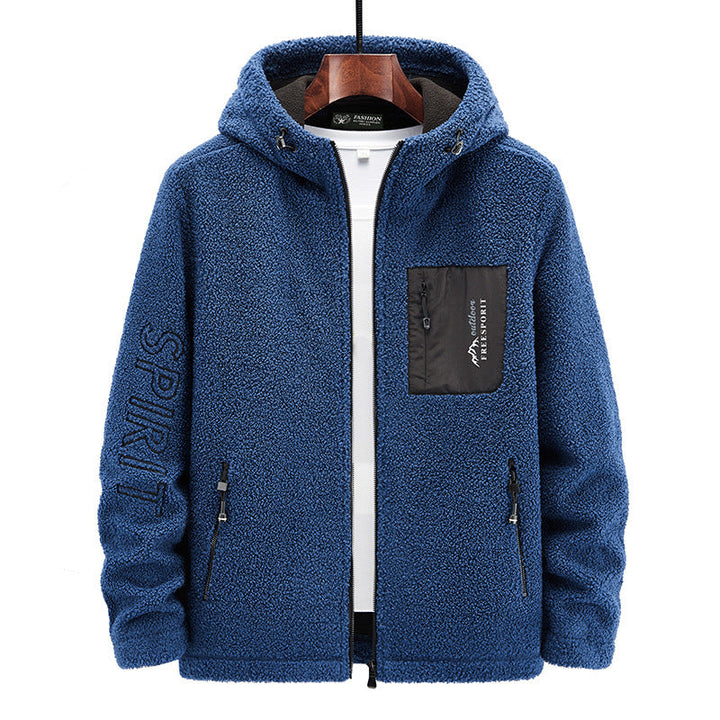 Męska Sherpa-Polar Zip-Up Bluza z kapturem z Zamek i Klatka piersiowa Kieszeń