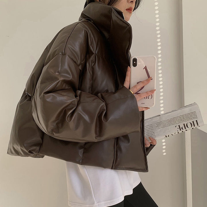 Damska Fashionable Leather Down kurtka Lumaza