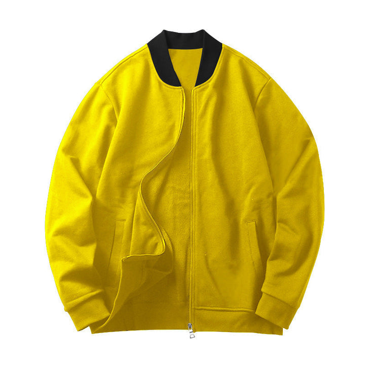 Męska sporty-elegant sweat kurtka w bomber Styl z kontrastowy Kołnierz i dwukierunkowy zamek