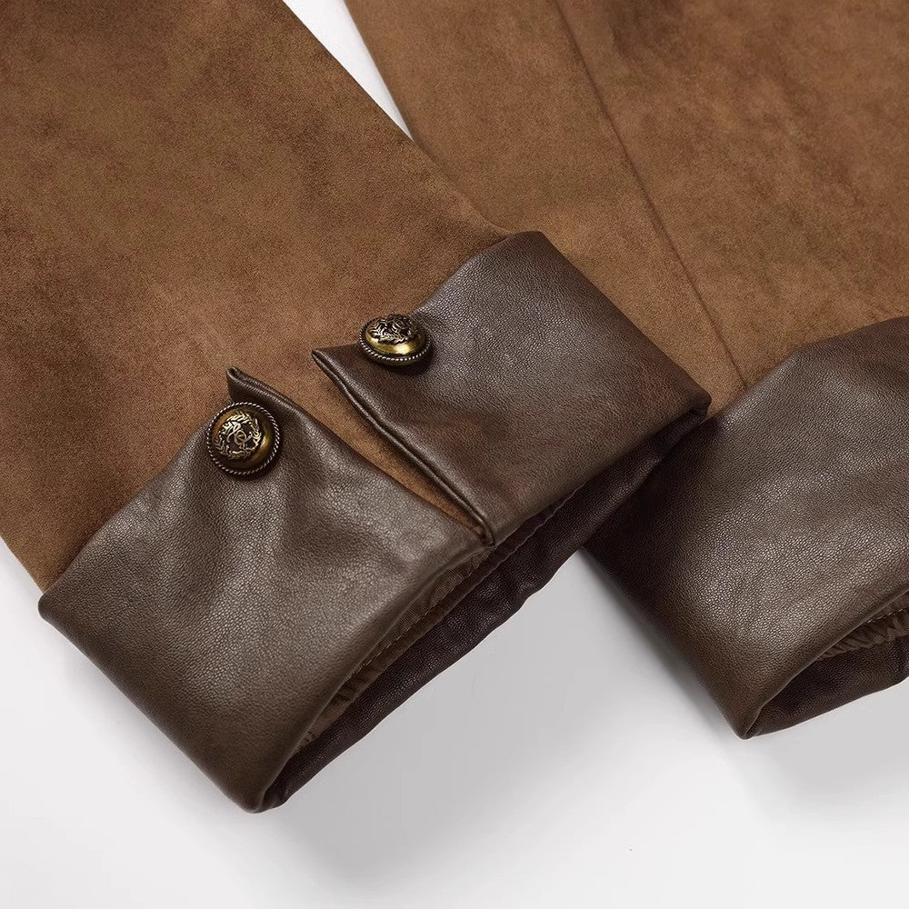 Damska Fashionable Suede kurtka z kieszeniami Lumaza