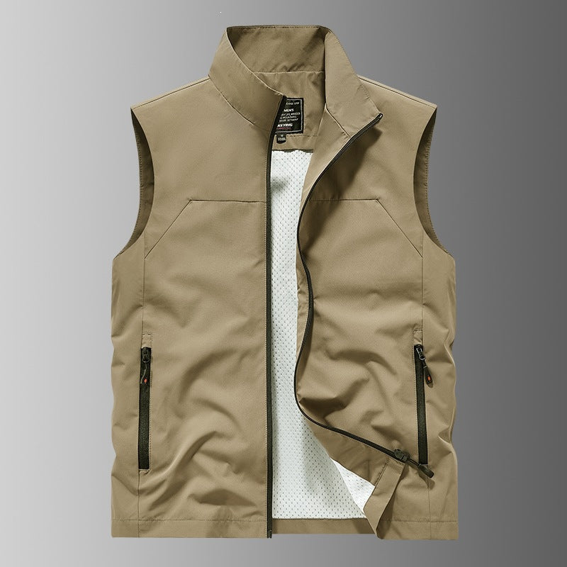 Męski Oddychający Kamizelka użytkowa z Siatka Podszewka, wiatr &amp; wodoodporny exterior &amp; zippered kieszenie