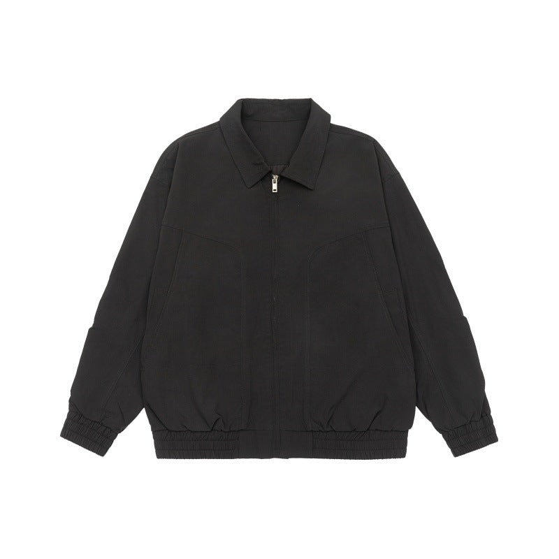 Unisex Oversize Bluzon Kurtka z Kołnierz koszulowy i Elastyczny Waistband