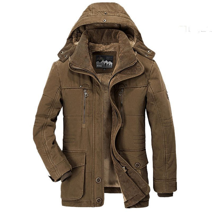 Męska ocieplana Wwter parka z Removable kapturem i Cord fleece