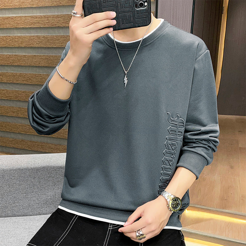 Męska Oversize Bluza z Prążkowane mankiety i Embossed Boczny Print