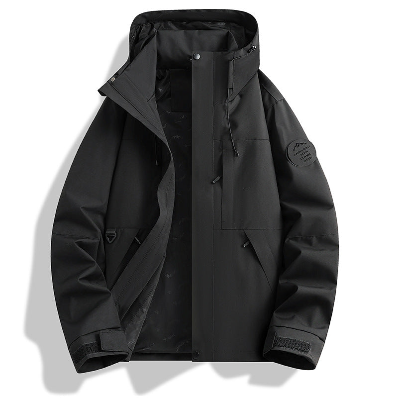 Męska Water i wiatroszczelna kurtka softshell outdoorowy z regulowany kapturem