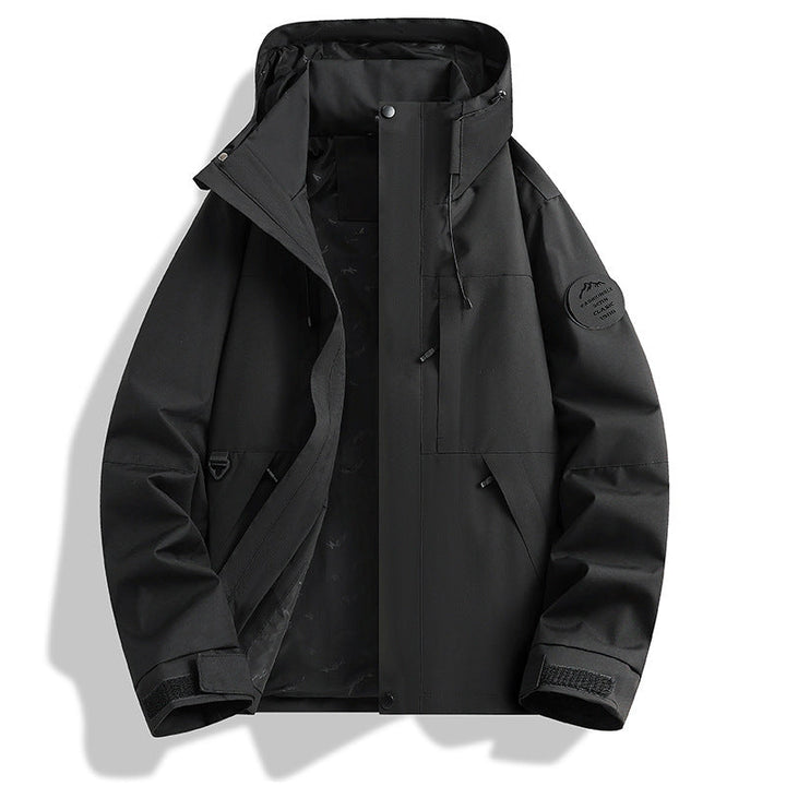 Męska Water i wiatroszczelna kurtka softshell outdoorowy z regulowany kapturem