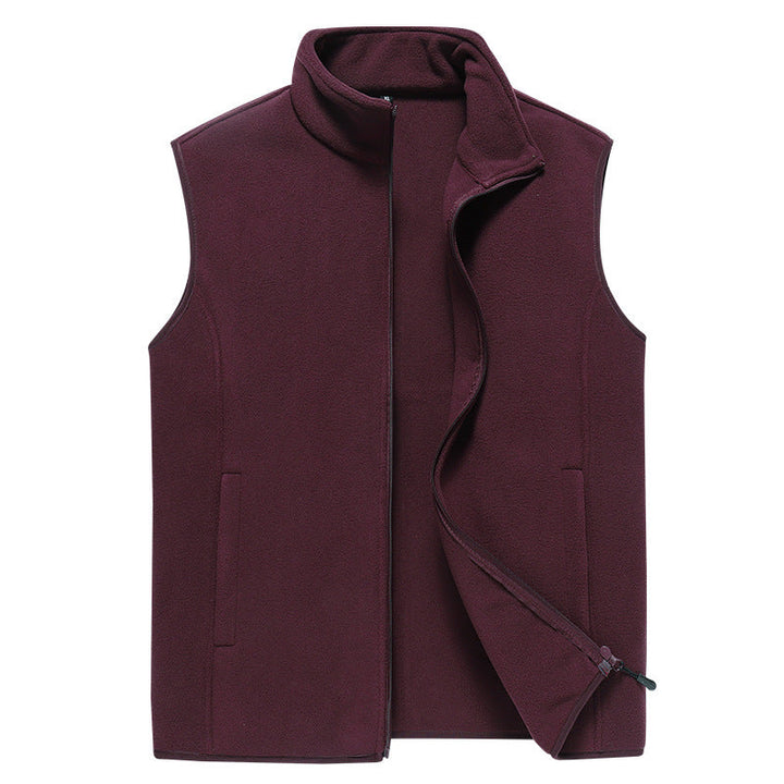 Męski Bez rękawów Microfleece Kamizelka z Kołnierz ze stójką i Ukryty Two-Way Zamek