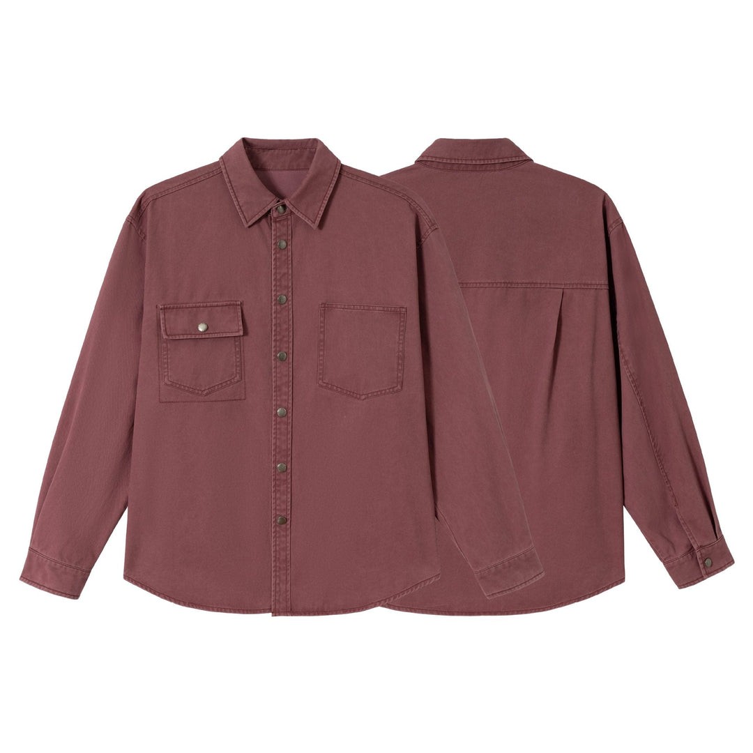 Damska Oversize Kurtka koszulowa w Shacket Styl wykonana z washed bawełna twill z nap Zapięcie