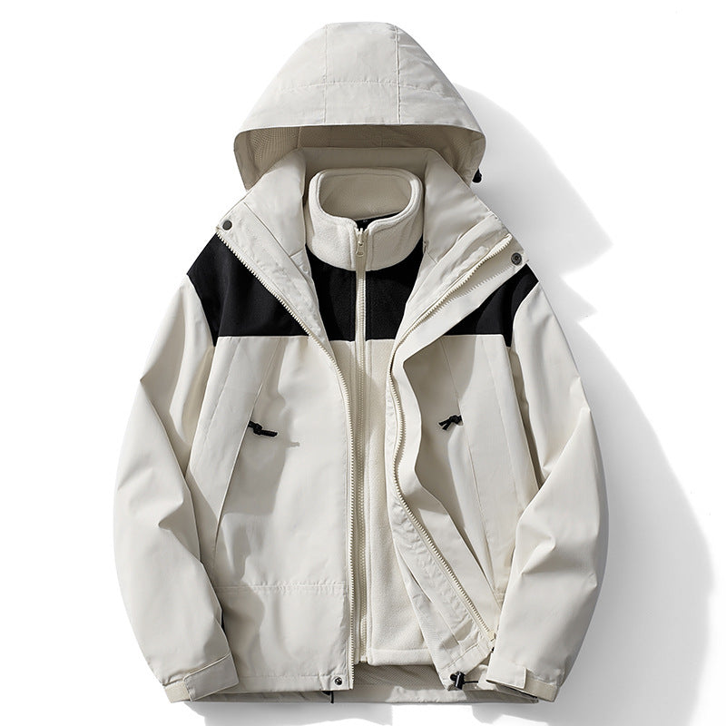 Męska two-warstwa softshell trekkwg kurtka z removable fleece wner kurtka i kapturem