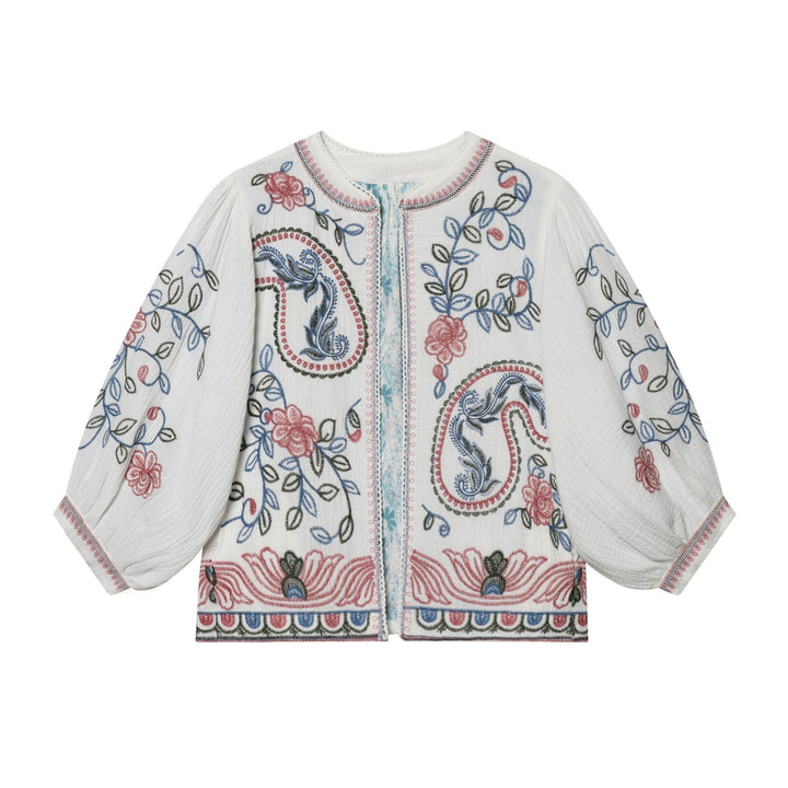 Damska pikowana kimono kurtka z kwiatowa Embroidery Lumaza