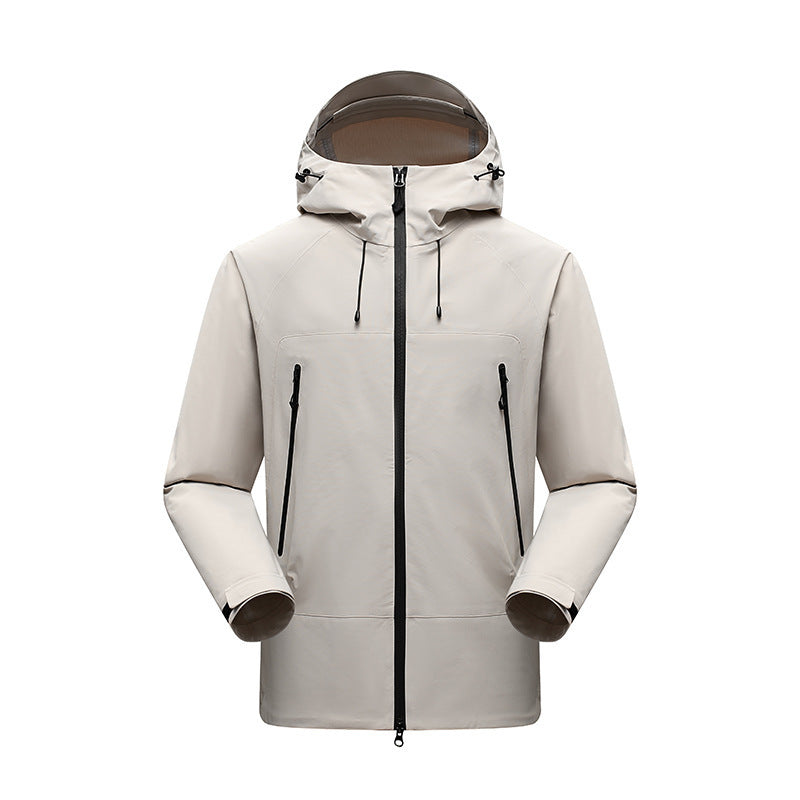 Męski Minimalistic technical three-layer kurtka softshell z sealed szwy i wodoodporny przód zamek