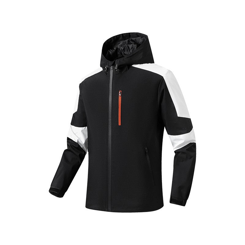 Męski Oddychający Softshell-Hardshell Hybrid Kurtka z Kaptur i Wodoodporny Kieszenie na zamek