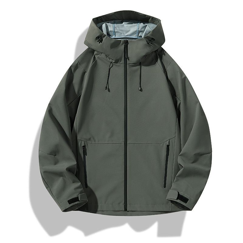 Męski Minimalistic Softshell Rain Kurtka z TPU Membrana, Taped Szwy i Regulowany Kaptur