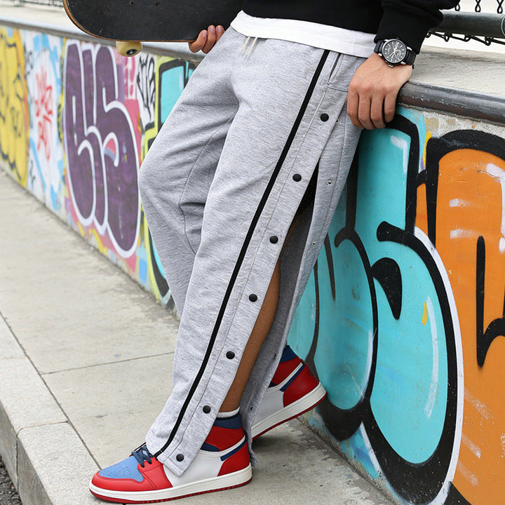 Męska Listwa guzikowa sweatpants z boczny nap guziki i ściągacz