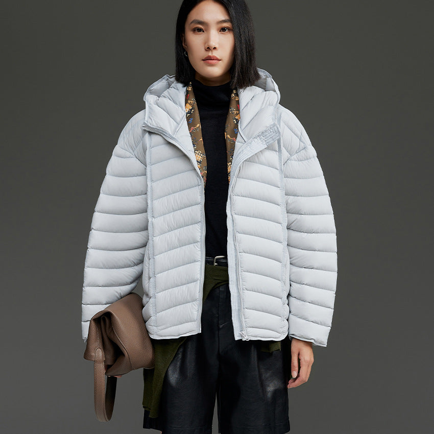 Damska ultralekka pikowana Down kurtka z kapturem i Windproof Outer Shell Lumaza