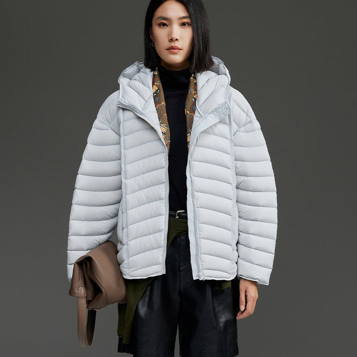 Damska ultralekka pikowana Down kurtka z kapturem i Windproof Outer Shell Lumaza