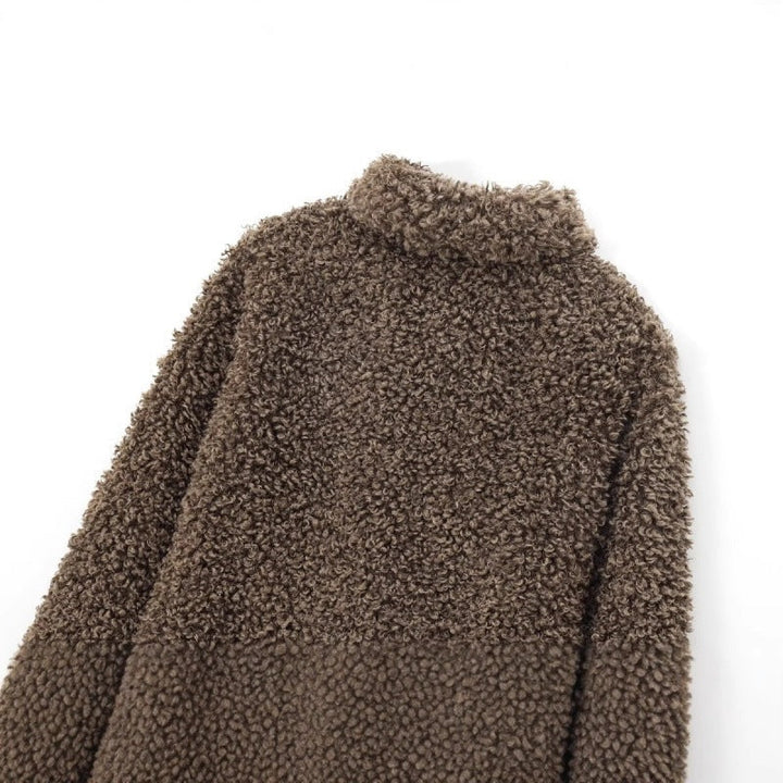 Damska Oversize Sztuczne futro Teddy Kurtka z Kołnierz szalowy i Lined Interior
