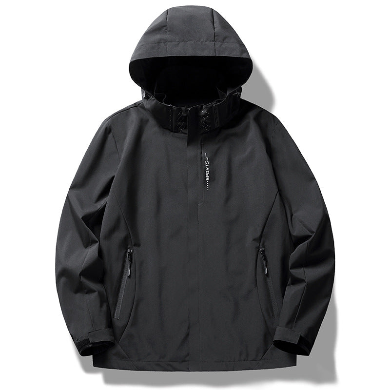 Męska Three-warstwa softshell kurtka z kapturem, Wwd patka i wodoodporny zamkiems