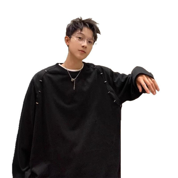 Męska Oversize Bluza z Safety Pin Detale i Drop Shoulder Drop
