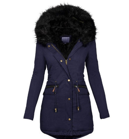 Damska dopasowana-krój termiczna Parka z voluminous faux fur hood i ściągaczem Lumaza
